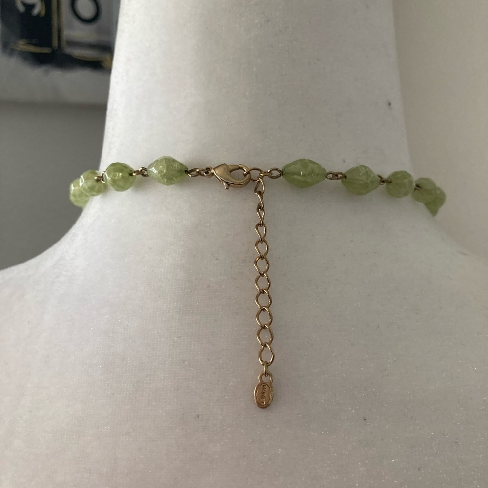 Monet Vintage Green Stones Necklace - Picture 3 of 4